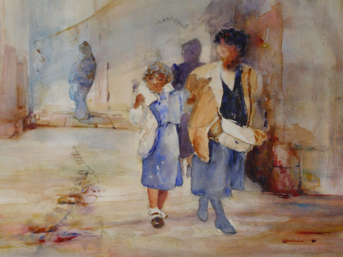 Painting-Figurative-Girls in Blue
