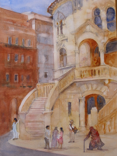 Painting-Cityscape-Italian Street Scene