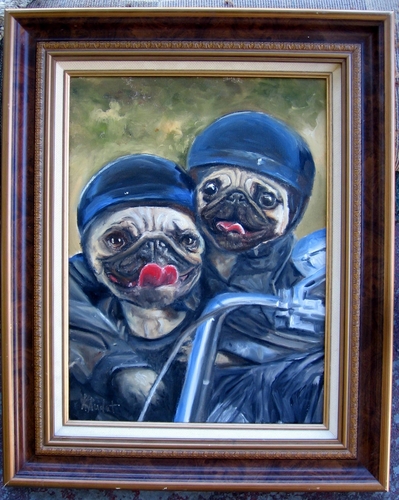 Painting-Animals-Easy Riding Pugs