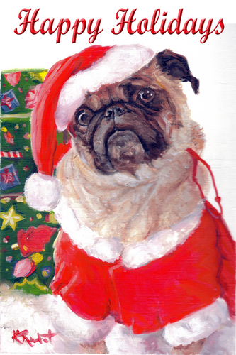 Painting-Animals-Santa pug