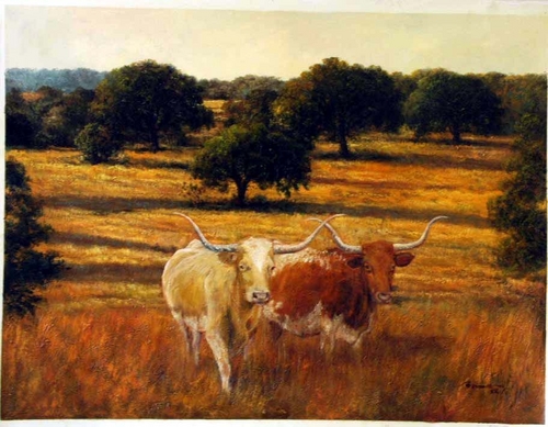 Painting-Animals-Hill Country Longhorns