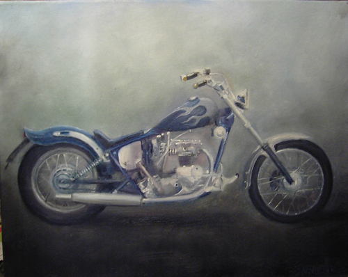 Painting-Portrait-Triumph chopper portrait