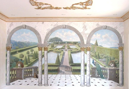 Painting-Formal Italian garden
