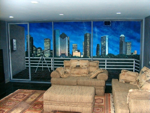 Painting-Cityscape-Houston skyline mural