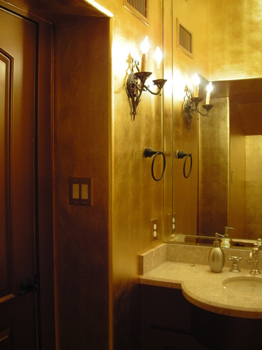 Decorative-Gold leaf powder room