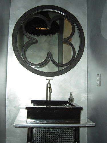 Decorative-Contemporary silver powder room