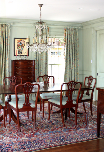 Decorative-Antique green dining room