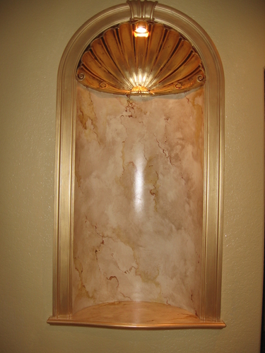 Decorative-Faux marble gilded niche