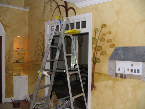 Painting-mural in private home- country primitive