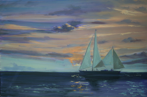 Painting-Landscape-Sunset on Penobscot Bay