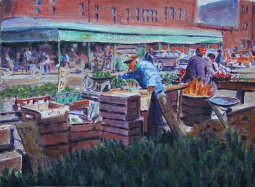 Painting-Cityscape-Italian Market, Philadelphia, PA.