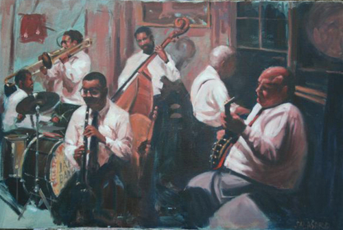Painting-Cityscape-Preservation Hall, N'Orleans