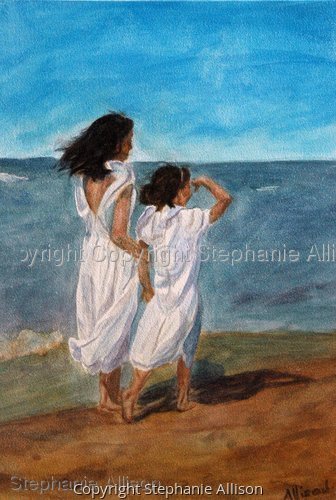 Painting-Figurative-A Walk on the Beach