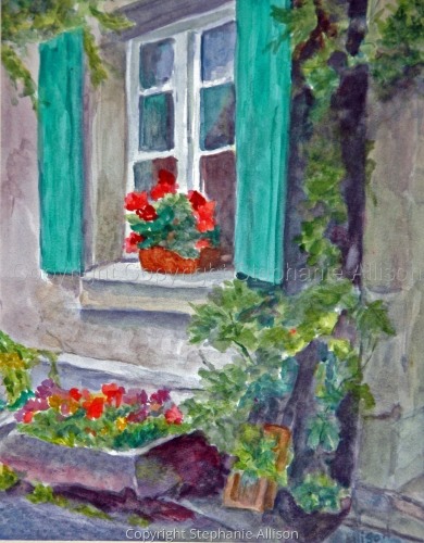 Painting-Landscape-The Turquoise Shutters