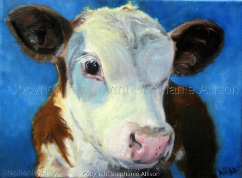 Painting-Animals-Milk Cow Blue