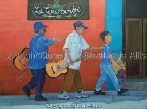 Painting-Figurative-Boy Leading Blind Musicians
