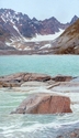 Sam Hall, realism, realistic, photorealism, photo-realism, landscape, seascape, rocks, mountains, snow, water, sea, Norway, Spitzbergen, Svalbard,  - Landscape Painting