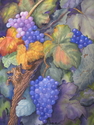 Sandy Coulter - Still Life Painting grape vines and grapes, purple, greens - Still Life Painting
