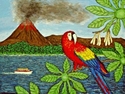 Painting--Acrylic-LandscapeScarlet Macaw at Arenal