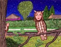 Painting--Acrylic-FantasyMiss Owl and Miss Mouse
