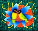 Painting--Acrylic-WildlifeMasked Lovebirds