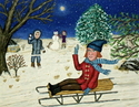 Painting--Acrylic-FigurativeMoonlight Sledding