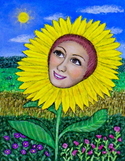 Painting--Acrylic-BotanicalSunflower Girl