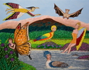 Painting--Acrylic-FantasyIsle of Winged Women