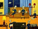 Painting--Acrylic-FantasyClueless Gray Aliens Watch TV