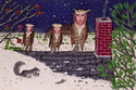 Painting--Acrylic-AnimalsLukie the Horned Owl -- Refuge on the Roof