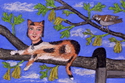 Painting--Acrylic-AnimalsFrolica the Calico Cat -- Up a Tree