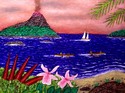 Painting--SeascapeTropical Volcano Seascape