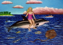 Painting--Acrylic-FigurativeGirl on a Dolphin