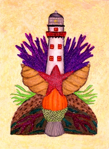 Painting-Still Life-Lighthouse Mirror Montage
