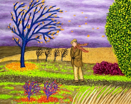 Painting-Figurative-Against the Wind
