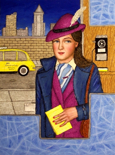 Painting-Cityscape-Girl Reporter