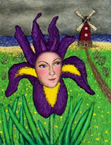 Painting-Botanical-Dutch Iris Girl
