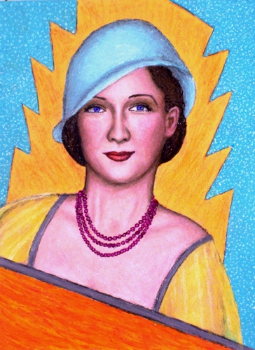 Painting-Portrait-Lady with a Clouche Hat