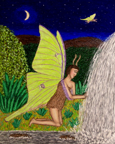 Painting-Fantasy-Luna Moth Fairy