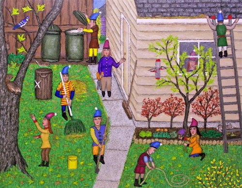 Painting-Fantasy-Brownies in the Backyard