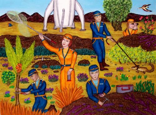 Painting-Fantasy-Astronauts Explore an Alien Planet