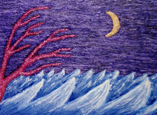 Painting-Symbolism-Waves to the Moon