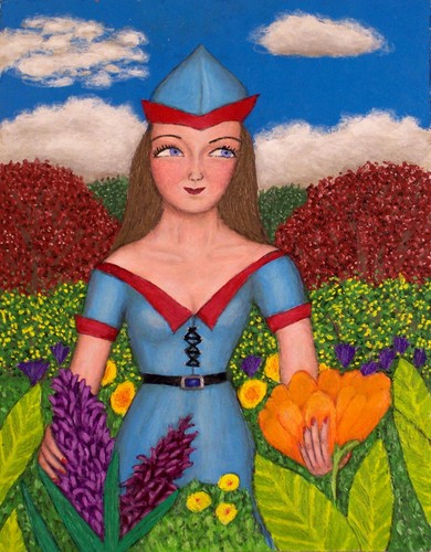 Painting-Fantasy-Fenella the Fay - In the Garden