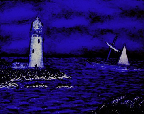 Painting-Seascape-Lighthouse in a Storm
