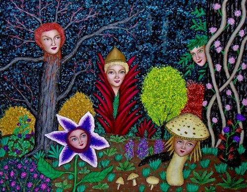 Painting-Fantasy-Faces of the Forest