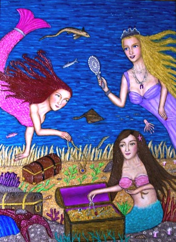 Painting-Fantasy-Mermaids Find a Treasure