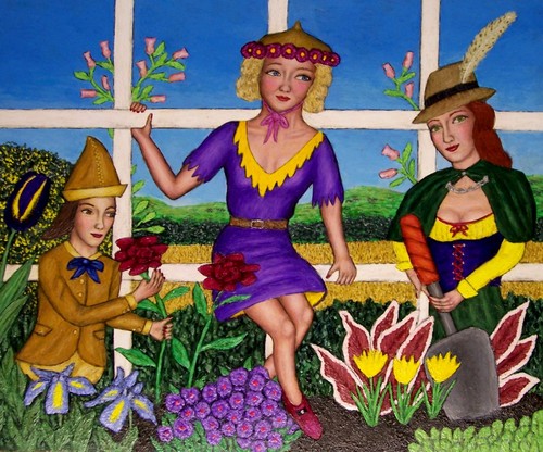 Painting-Fantasy-Minnikins in a Flower Garden