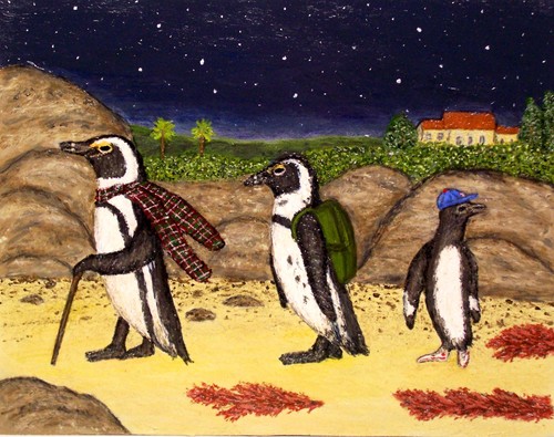 Painting-Animals-African Penguins Make a Trek