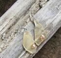 Jewelry--Found Objects-EarringsYellow Sea Glass and Freshwater Pearl Earrings SOLD