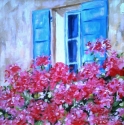 Painting--Oil-FloralParis Window